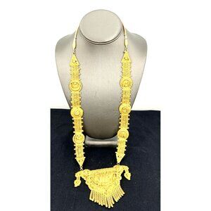 India Mughal Wedding Necklace Gold Plated 28" Long
